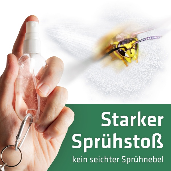 Wespenabwehr Sprühflasche 3er Set mit Karabiner & 65cm Abrollclip - Natürliche Wespenvertreibung ohne Chemie mit Wasser für unterwegs