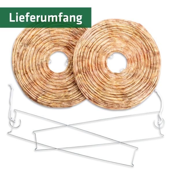 Wespennest Attrappe 2er-Set aus Papier - Natürliche Wespenabwehr ohne Chemie für Vordach, Terrasse, Carport und Pergola - Wespenschreck