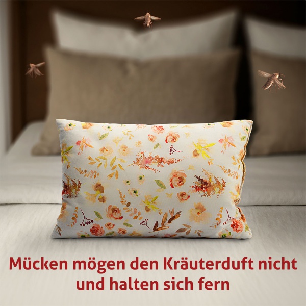 Mückenabwehr-Kissen mit Kräuterfüllung - Natürlicher Insektenschutz für Bett & Reise - Handgefertigt in Germany Baumwoll-Kissen gegen Mücken