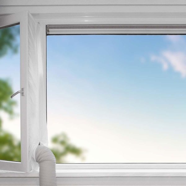 Fensterabdichtung für Mobile Klimageräte 400cm - Universal Fenster-Dichtung gegen Hitze & Insekten - Einfache Klettverschluss-Montage