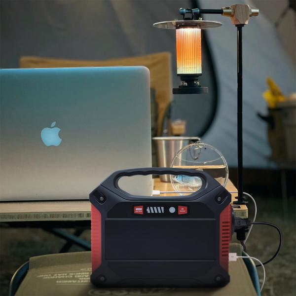 Tragbare Powerstation & Solar-Generator, 155 Wh, 180 Watt, Akku mit 230V & 12V, Leuchte, USB, Reise, Camping, Notstrom