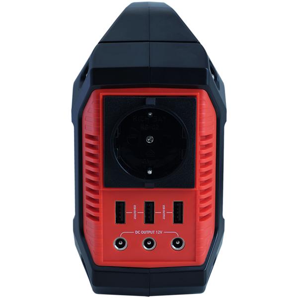 Tragbare Powerstation & Solar-Generator, 155 Wh, 180 Watt, Akku mit 230V & 12V, Leuchte, USB, Reise, Camping, Notstrom