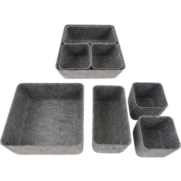 4-teiliges Schubladen Organizer Set aus Filz – Drei verschiedene Grössen für perfekte Ordnung – Stabile Aufbewahrungsboxen mit verstärkten Seiten