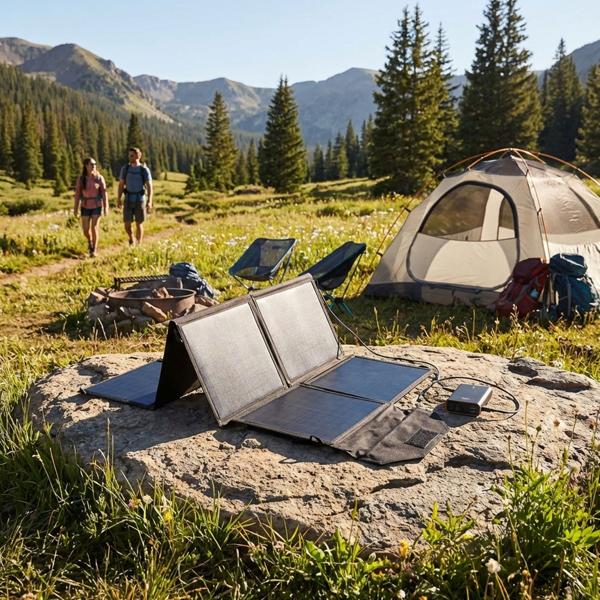 Faltbares Solarpanel, hocheffiziente 18 V & 100 Watt, 8 monokristalline Solarzellen, nur 4,4 kg, für Powerstations im Bereich Outdoor und Camping 