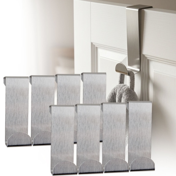 Türhaken Edelstahl 8er Pack - Türgarderobe ohne Bohren zum Einhängen, robuste Kleiderhaken für Türfalz bis 1,9 cm, für Bad, Schlafzimmer & Schränke
