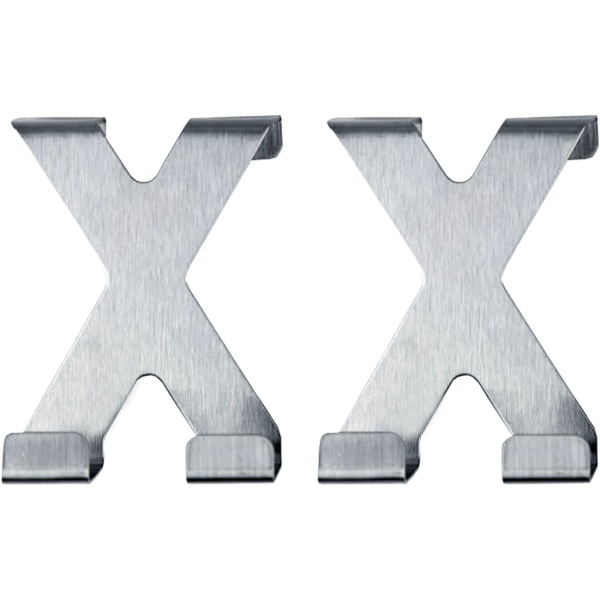 Doppeltürhaken X-Form Edelstahl – 4er Pack Türhaken ohne Bohren,je 5x6,5cm, Robuste Garderobenhaken für Bad, Schlafzimmer & Schranktüren