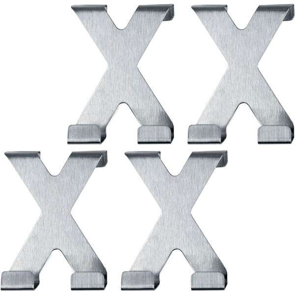 Doppeltürhaken X-Form Edelstahl – 4er Pack Türhaken ohne Bohren,je 5x6,5cm, Robuste Garderobenhaken für Bad, Schlafzimmer & Schranktüren