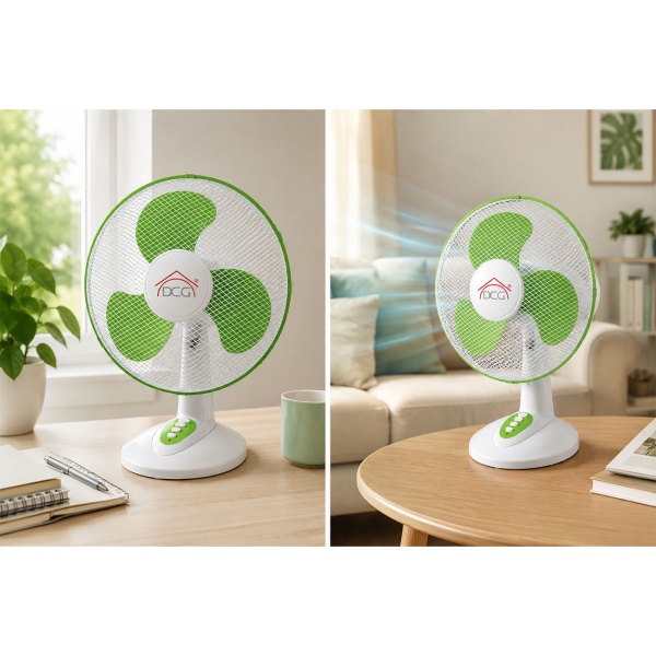 Kraftvoller Tischventilator mit 40cm Durchmesser für Ihr Büro oder Schlafzimmer – starker Ventilator mit 3 Stufen und Oszillation