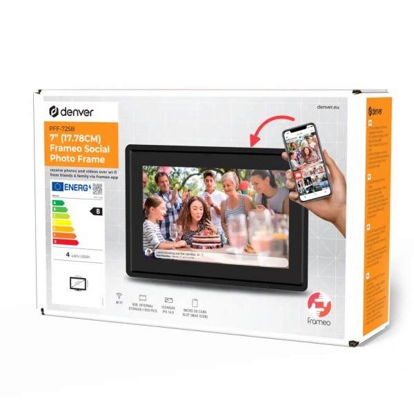 Brillanter 7" WLAN Fotorahmen IPS Touchscreen: Smarter Digitaler Bilderrahmen 8GB eMMC – Bilder & Videos live per App teilen
