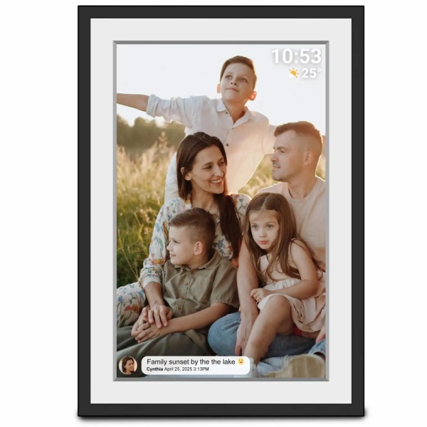 Smarter 10,1 Zoll WLAN Bilderrahmen - Digitaler IPS Touchscreen Fotorahmen mit Frameo App, 16GB Speicher - das perfekte Familiengeschenk