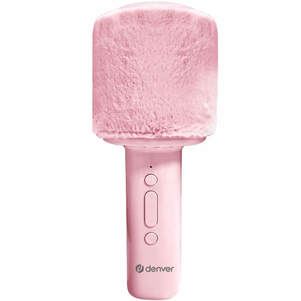 Bluetooth Karaoke Mikrofon mit Lautsprecher & flauschiger Oberseite Rosa – Tolles Bluetooth Party Mikrophon für Gesang, Feiern & Spass unterwegs