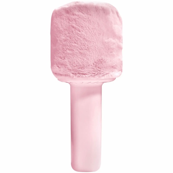 Bluetooth Karaoke Mikrofon mit Lautsprecher & flauschiger Oberseite Rosa – Tolles Bluetooth Party Mikrophon für Gesang, Feiern & Spass unterwegs