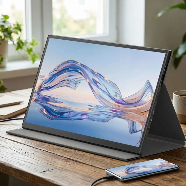 Tragbarer Monitor 18.5 Zoll Full HD IPS, 100Hz Mobiler Zweitbildschirm - Für Laptop, Mac, PS5, Xbox, Android Smartphone - Ultra-schlankes Display