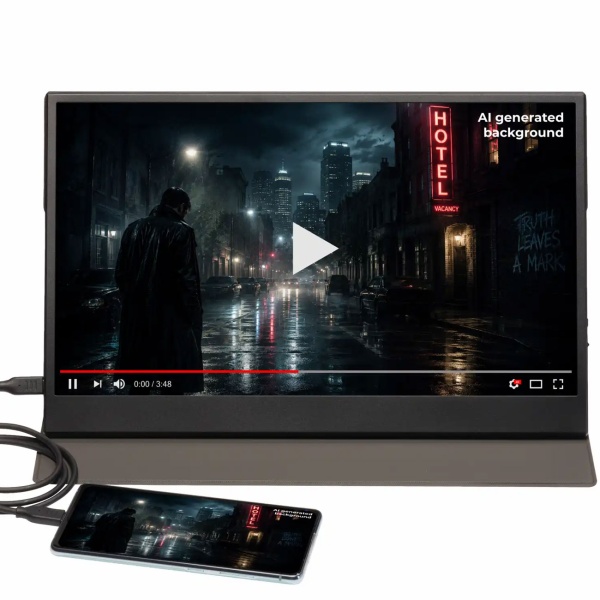 Tragbarer Monitor 18.5 Zoll Full HD IPS, 100Hz Mobiler Zweitbildschirm - Für Laptop, Mac, PS5, Xbox, Android Smartphone - Ultra-schlankes Display
