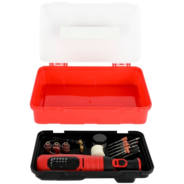 Akku Mini Schleifer 8V Set – Vielseitiges Multitool zum Schleifen, Schmirgeln & Polieren mit LED, Zubehör & Aufbewahrungsbox für Heimwerker