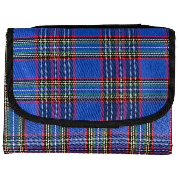 Picknickdecke in Blau kariert (150x130 cm), wasserabweisend – Leicht, faltbar & ideal für Garten, Park, Strand, Camping und den Urlaub unterwegs