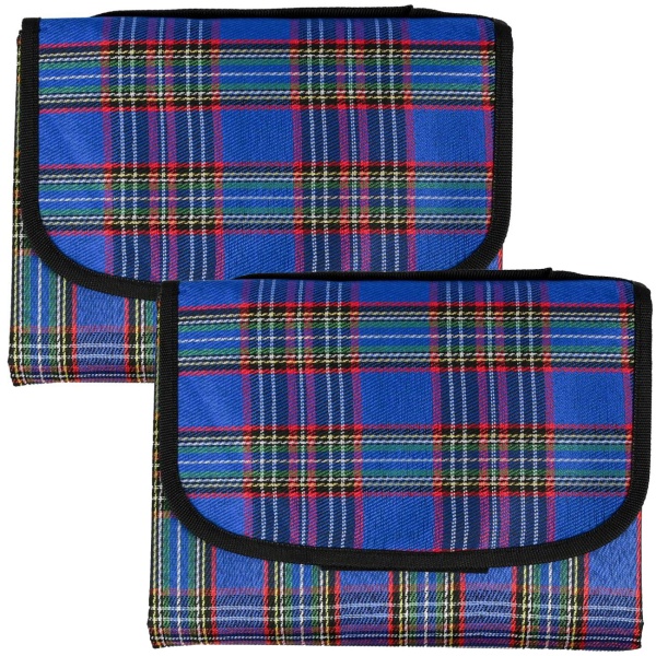 2er-Set Picknickdecke in Blau kariert (150x130 cm), wasserabweisend – Leicht, faltbar & ideal für Garten, Park, Strand, Camping und den Urlaub unterwegs