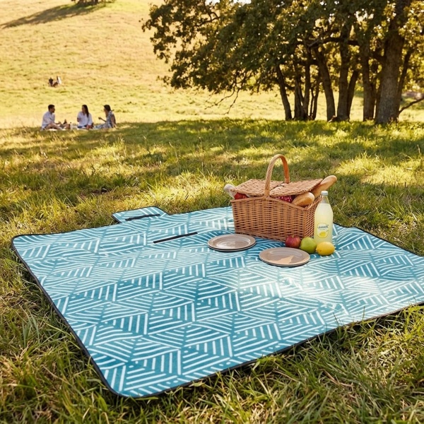 2er-Set Picknickdecke in Türkis (150x130 cm), wasserdicht – Leicht, faltbar & ideal für Garten, Park, Strand, Camping und den Urlaub unterwegs