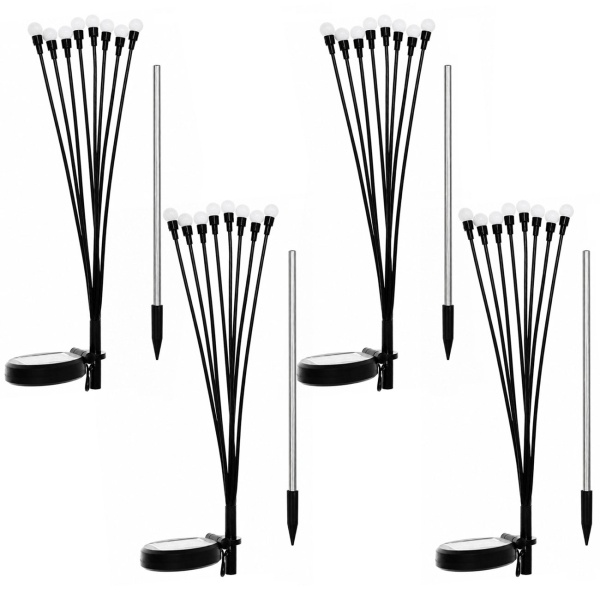 4er-Set Solar Glühwürmchenlicht für Garten: 8 bewegliche Leuchtkugeln mit 2 Modi, Erdspiess für stimmungsvolle Gartenbeleuchtung, 65 cm Höhe, wetterfest