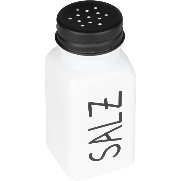 Gewürz- und Menage Set 4tlg. – Öl, Essig Karaffe & Salz und Pfeffer Streuer mit Bambusständer, Modernes Schwarz-Weiss Design für Küche & Esstisch