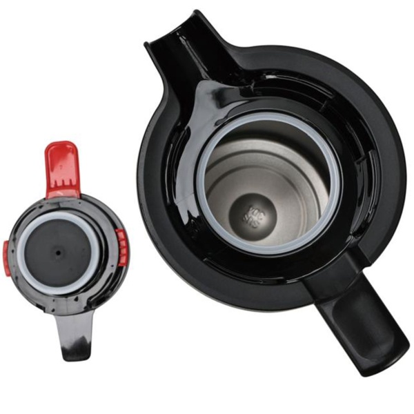 Konferenzthermoskanne 2,5L Edelstahl Schwarz-Rot - BPA-freie Isolierkanne mit Einhand-Automatik & grosser Öffnung für heisse & kalte Getränke
