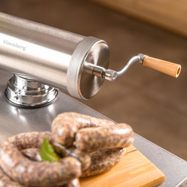 Manueller Wurstbereiter 2,5kg Edelstahl mit 3 Füllröhren Ø15, 19, 22 mm - Wurstfüllmaschine mit Handkurbel, Saugnapf & Klemmhalterung