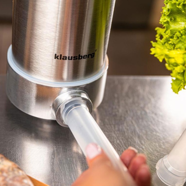 Manueller Wurstbereiter 3kg Edelstahl mit 4 Füllröhren Ø15, 19, 22, 25 mm - Wurstfüllmaschine mit Handkurbel, Saugnapf & Klemmhalterung