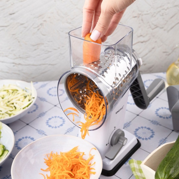 3-in-1 Trommelreibe mit 3 austauschbaren Edelstahltrommeln: für Obst, Gemüse, Käse, Schokolade & Nüssen – Praktischer Schneider für Rohkost