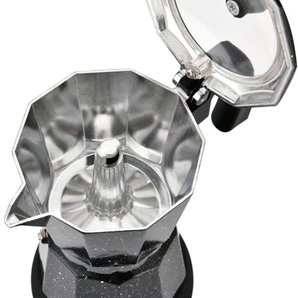 Elektrische Espresso-Kaffeemaschine & Espressokocher im Mokka Stil schwarz: 500 W, 300 ml für 6 Tassen, edler Kaffeebereiter für Zuhause