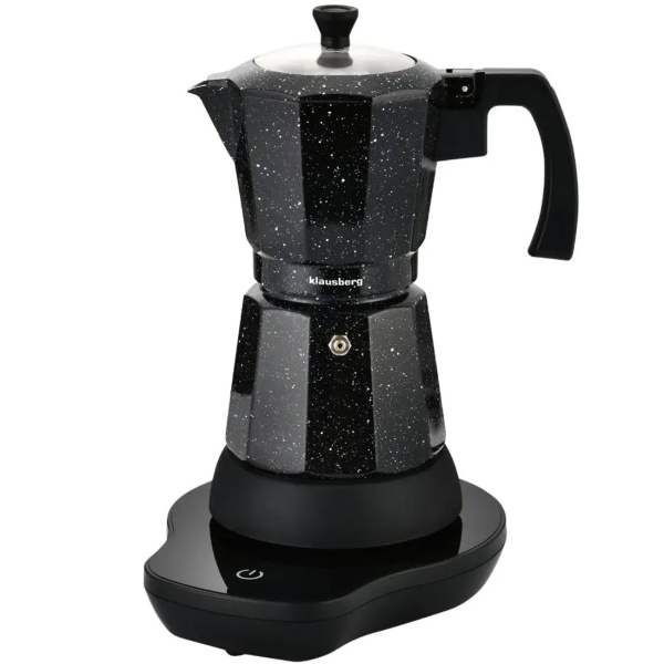 Elektrische Espresso-Kaffeemaschine & Espressokocher im Mokka Stil schwarz: 500 W, 300 ml für 6 Tassen, edler Kaffeebereiter für Zuhause