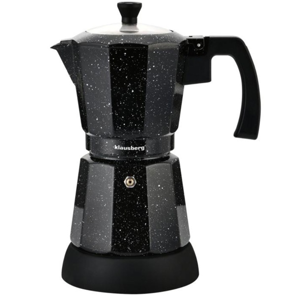 Elektrische Espresso-Kaffeemaschine & Espressokocher im Mokka Stil schwarz: 500 W, 300 ml für 6 Tassen, edler Kaffeebereiter für Zuhause
