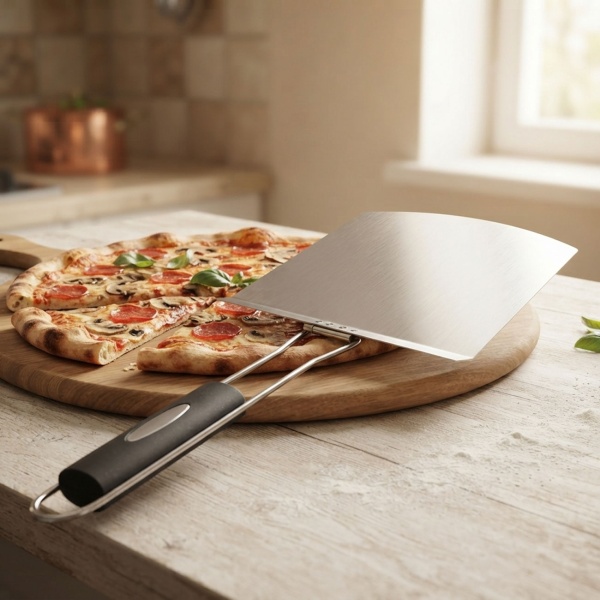 Klappbarer Pizzaschieber aus Edelstahl 55 cm - Robuste Pizzaschaufel & Pizzaheber für Grill, Pizzaofen, Backofen - Platzsparend & Handlich
