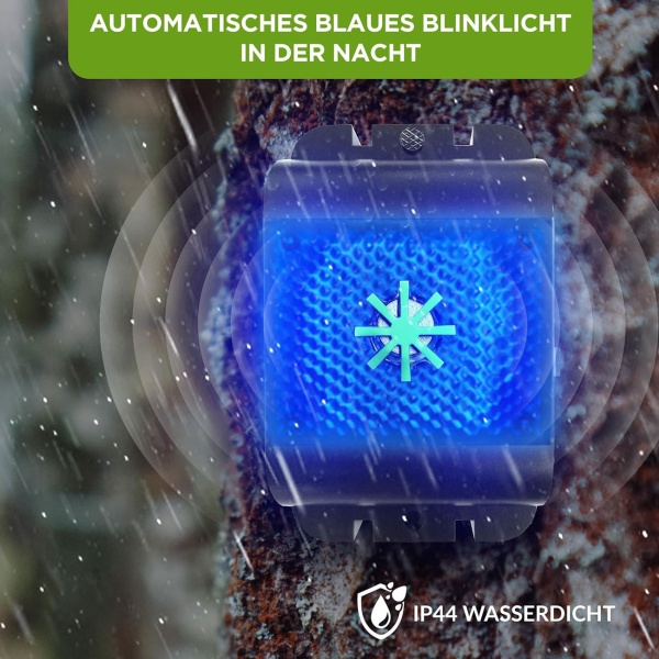 2er-Set Effektiver Ultraschall Wildtiervertreiber: Marderabwehr & Nagervertreiber mit LED Blinklicht für Garten, Balkon, Feld, Fahrzeug & Haus
