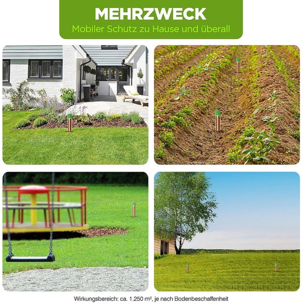 2er-Set Wühltiervertreiber Effektiv & Tierfreundlich - Starker Vibrationsmotor & Quarzschwingungen gegen Maulwurf & Wühlmaus im Garten & Acker