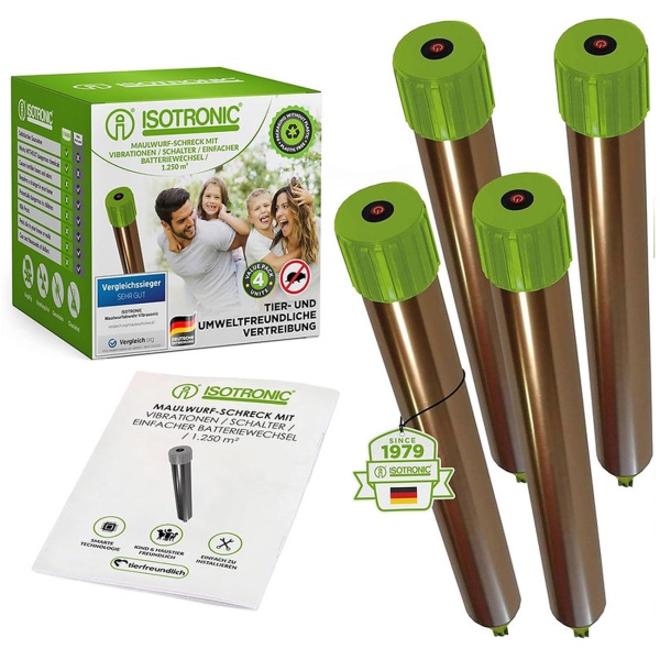 2er-Set Wühltiervertreiber Effektiv & Tierfreundlich - Starker Vibrationsmotor & Quarzschwingungen gegen Maulwurf & Wühlmaus im Garten & Acker