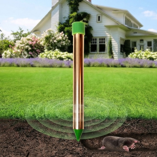 2er-Set Wühltiervertreiber Effektiv & Tierfreundlich - Starker Vibrationsmotor & Quarzschwingungen gegen Maulwurf & Wühlmaus im Garten & Acker