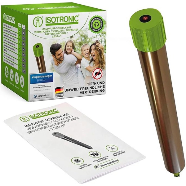 2er-Set Wühltiervertreiber Effektiv & Tierfreundlich - Starker Vibrationsmotor & Quarzschwingungen gegen Maulwurf & Wühlmaus im Garten & Acker