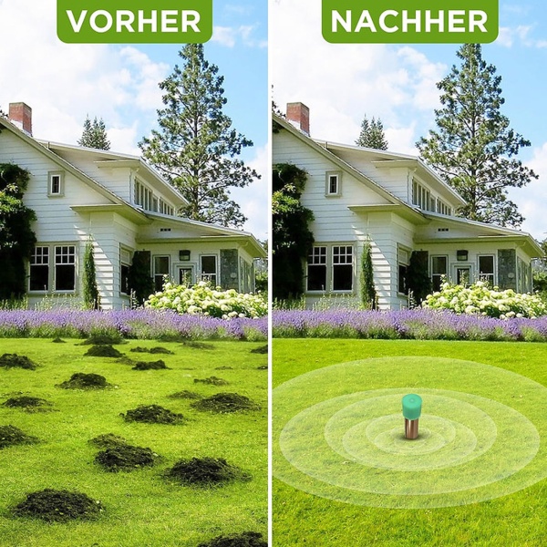 2er-Set Wühltiervertreiber Effektiv & Tierfreundlich - Starker Vibrationsmotor & Quarzschwingungen gegen Maulwurf & Wühlmaus im Garten & Acker