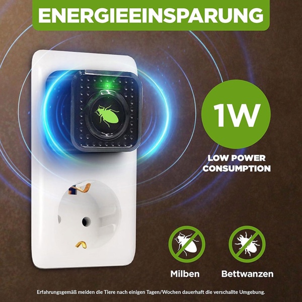 2er-Set Effektiver Ultraschall Milbenvertreiber: Steckdose gegen Bettwanzen & Milben – Sichere Milbenabwehr für Bett & Schlafzimmer