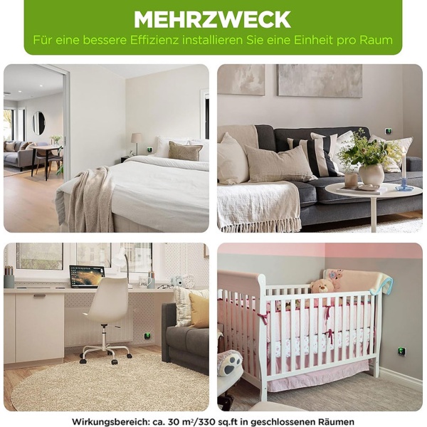 2er-Set Effektiver Ultraschall Milbenvertreiber: Steckdose gegen Bettwanzen & Milben – Sichere Milbenabwehr für Bett & Schlafzimmer