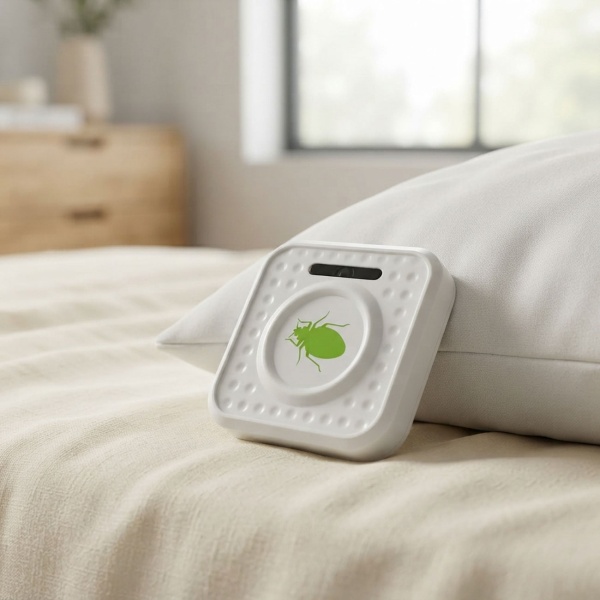 Mobiler Ultraschall Milbenvertreiber: Schädling-Schutz gegen Bettwanzen & Milben – Für Schlafzimmer, Hotel & Reise, batteriebetrieben