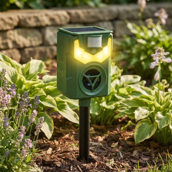 2er-Set Solar & USB Tiervertreiber mit Ultraschall & Flammenlicht – Zuverlässiger Schutz für Garten, Hof & Feld gegen Wildtiere, Katzen & Hunde
