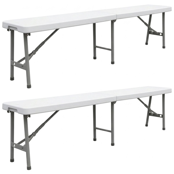 Stabile Camping Sitzgruppe mit Klapptisch 180cm und 2 passenden Koffer Sitzbänken, wetterfest, klappbar