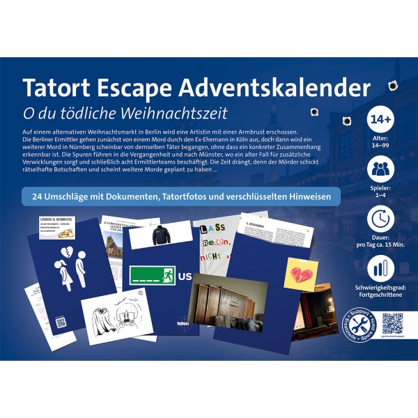 Tatort Escape Adventskalender: Krimi Rätsel 24 Umschläge für Jugendliche & Erwachsene - spannender Adventskrimi für Fans zum Miträtseln Zuhause