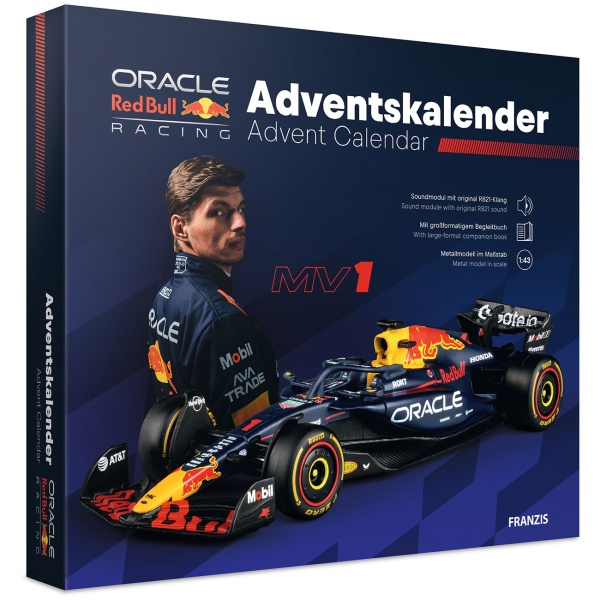 Oracle Red Bull Racing Adventskalender: Ideal für Motorsport-Fans, inkl. Begleitbuch - Rennauto-RB21-Modellbausatz 1:43 mit Soundmodul