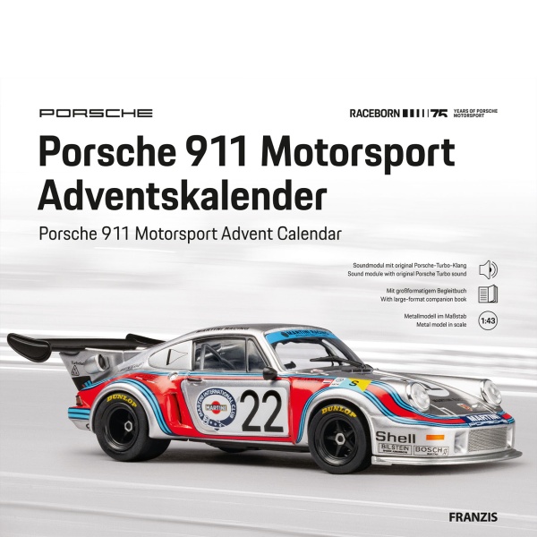 Porsche 911 Carrera RSR Turbo 2.1 Adventskalender - Hochwertiger Modell-Bausatz 1:43 mit Sound - Sammlerstück für Auto-Fans & Technik-Liebhaber