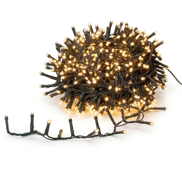 2er-Set LED Lichterkette Cluster 400 LEDs warmweiss, je 8 m – dichte Büschel-Lichterkette für innen & aussen, IP44, 7 Lichteffekte, Timer - Weihnachtsbeleuchtung