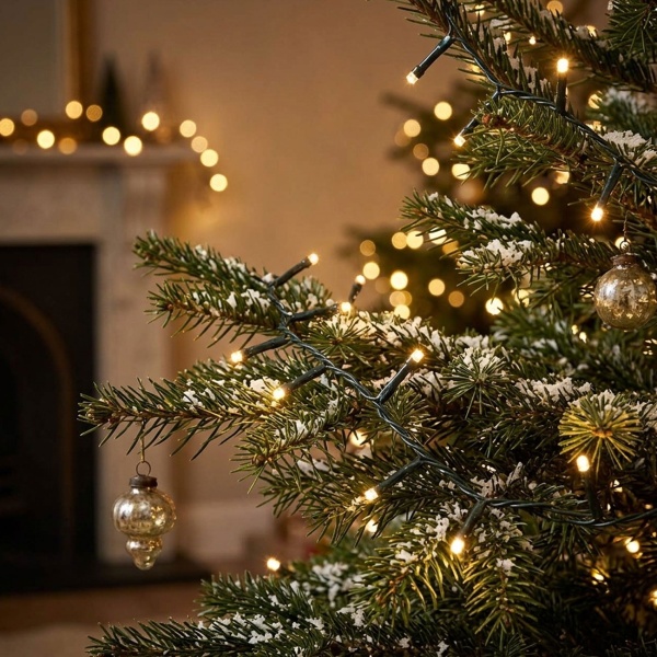 2er-Set LED Lichterkette Cluster 400 LEDs warmweiss, je 8 m – dichte Büschel-Lichterkette für innen & aussen, IP44, 7 Lichteffekte, Timer - Weihnachtsbeleuchtung