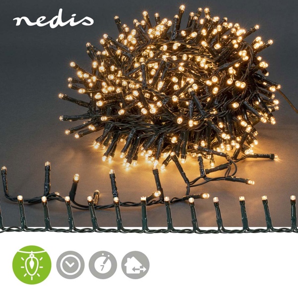 2er-Set LED Lichterkette Cluster 400 LEDs warmweiss, je 8 m – dichte Büschel-Lichterkette für innen & aussen, IP44, 7 Lichteffekte, Timer - Weihnachtsbeleuchtung