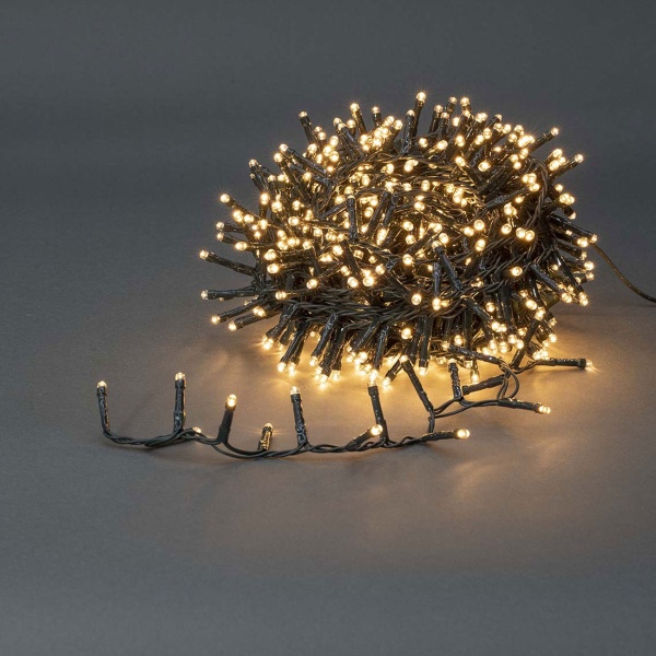 2er-Set LED Lichterkette Cluster je 560 LEDs warmweiss, je 11,2 m – Büschel-Lichterkette für innen & aussen, 7 Effekte, Timer - Weihnachtsbeleuchtung